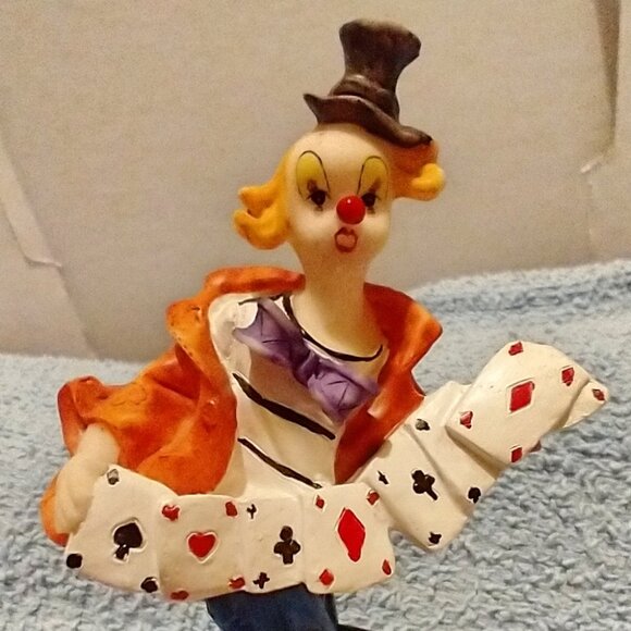 Colorful Circus Clown On Unicycle Figurine With Playing Cards - K's Collection - Picture 2 of 15